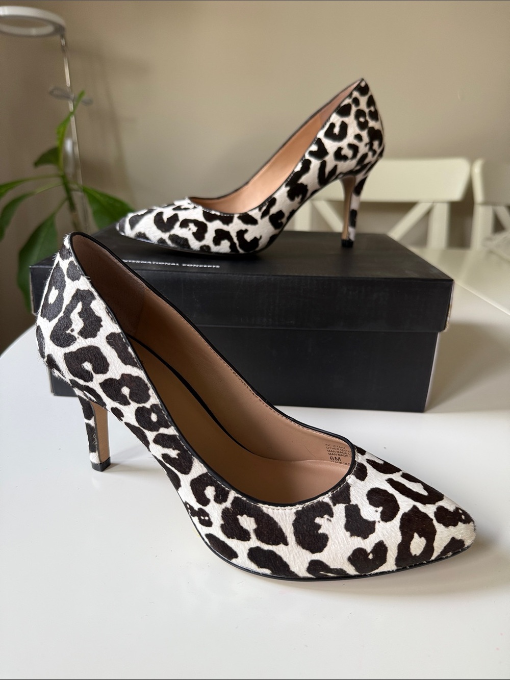 INC International Concepts Leopard-Print Pointed-Toe Pumps - Black & White